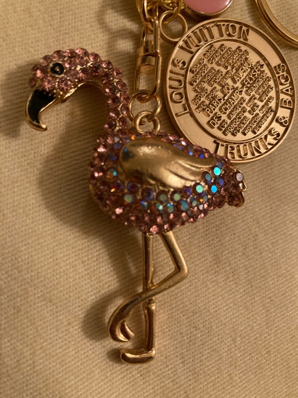 Louis Vuitton Upcycled Flamingo 🦩 Charm/Zipper Pull Purse Charm/Keychain NWOT - Picture 6 of 11